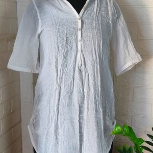 White Cotton Kurti Tops