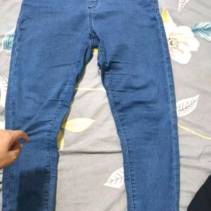 Blue Jeans With Elastic Waist For Women