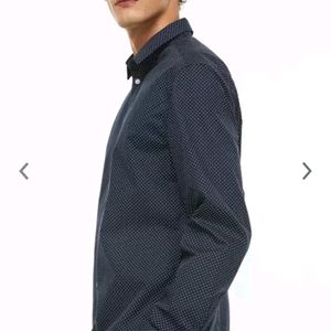 H&M Blue Easy Iron Premium Cotton Shirt.