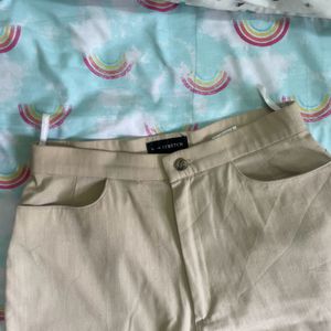 Beige Straight Formal Pants