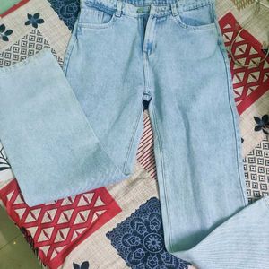 Light Blue Wide Leg Denim Jeans