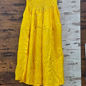 Yellow Hot Tube Suit With Palazzo And Dupatta