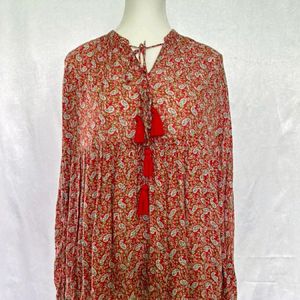 Zara Red Floral Top M