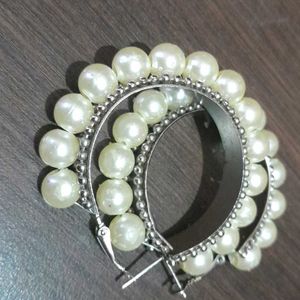 White Pearl Hoop Earring