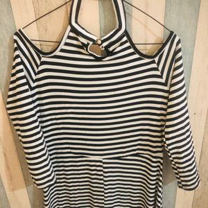 stripped off shoulder designer dress