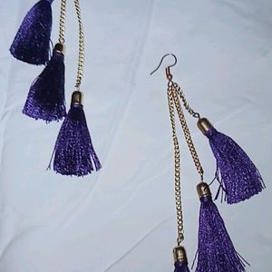 handmade silk thread and chain tassel earrings