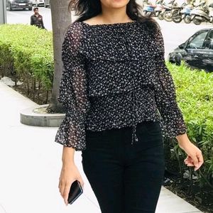 Black Polka Dot Top Classy