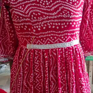 Gown In Bandhani Print