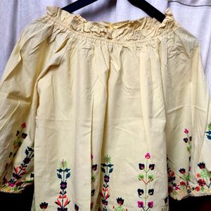 Yellow Embroidered Cotton Top