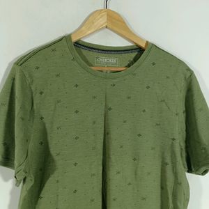 Olive Green Printed T-shirt (Men)