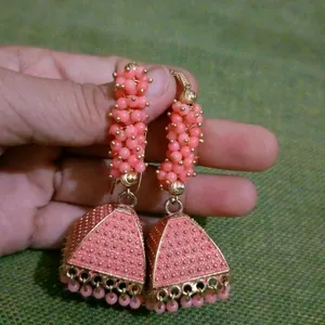 Peach Colour Stylish Jhumka For Festive Vibes..