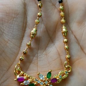 Mangalsutra Gold Covering with Stone Pendant