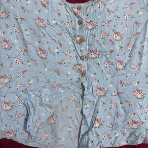 Here&Now Floral Blue A-line Top