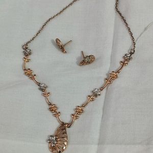 Pure Silver Necklace Rose Gold Colour