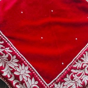 Velvet And Net Maroon Party Wear Saree