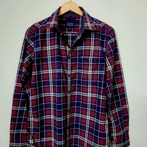 Indian Terrain Flannel Shirt Men's Blue Red White