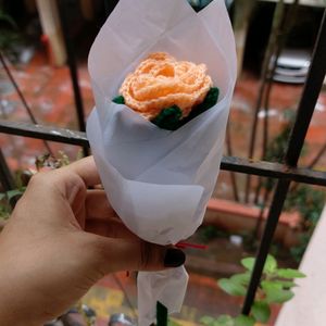 Crochet Orange Rose Bouquet