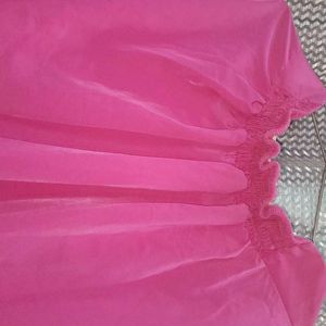 Dark Pink Color A Line Skirt Elastic @ Back