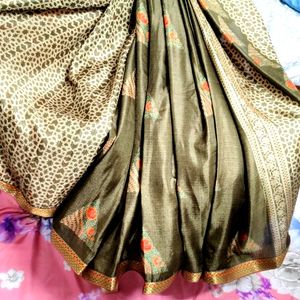 Dark Olive Green Saree