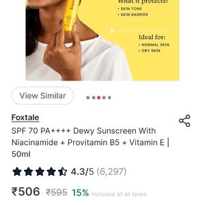 Foxtale Coverup Dewy Sunscreen Spf 70 PA++++