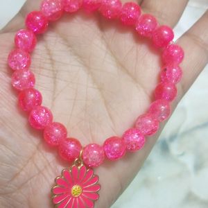 Pink Flower Beads Bracelet