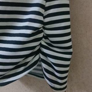 Black And White Striped Tshirt Top