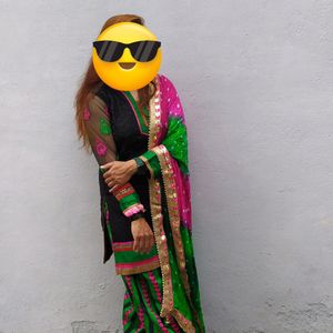 Kurti Set Patiyala Salwar Suit Bandhani Dupatt