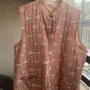 Ladies Nehru Jacket Kantha Work Beige