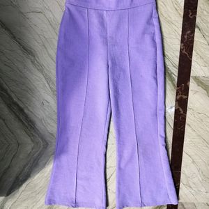 Lavender Bootcut Cut Body Fit Trousers.