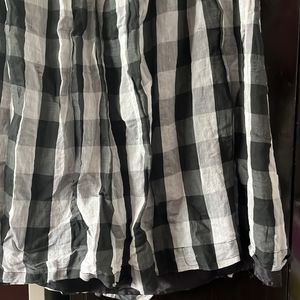 Black and white check Long skirt