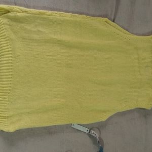 YELLOW HALF SLEEVED WOOLEN SWEATER