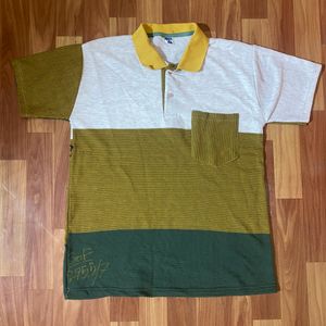 Olive Green Colour Block T-shirt