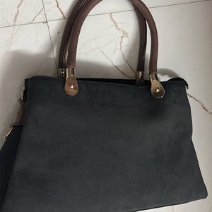 New Synthetic Leather Charcol Bag