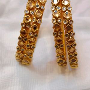 Golden Kundan 4 Bangles