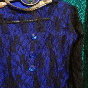 Aline Embroidery Net Kurta