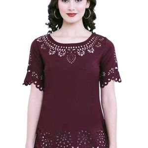 Burgundy/Wine Colour Laser Cut Top