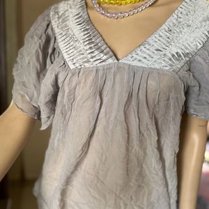 Silver Neck Pattern Top