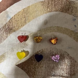 3d Heart Charms Pack Of 6