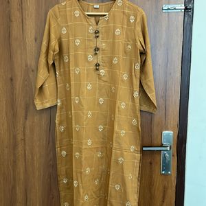 Brown Stylish Lurex Embroidery Kurta