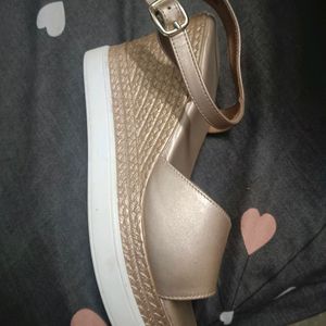 Nude Golden Wedges Heels By Lifestyle