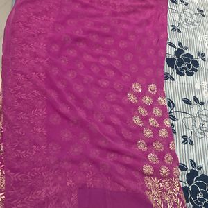 Beautiful chiffon  Saree With Blouse