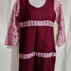 Wine Woolen Kurta