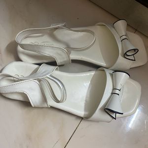 Cute White Bow Flat Sandal