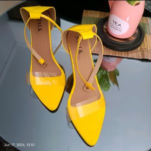 🛍️ @₹229 Transparent Strap Yellow Point Heel