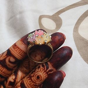 Multicolour Flower Ring Size 8 Artificial