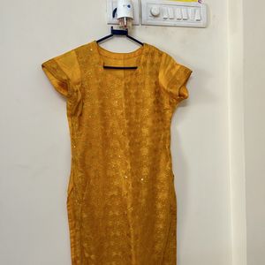 Phulkari Mustard Kurta