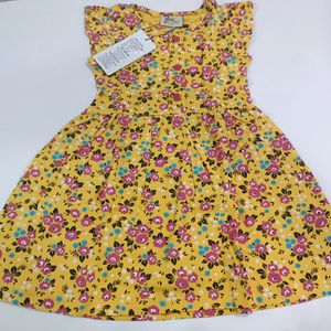 Yellow Floral Frock For Baby Girls