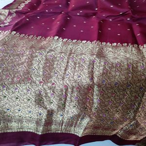 Pure Kanchi Pattu Silk Maroon Saree