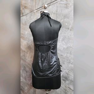 Black Glossy Halter Neck