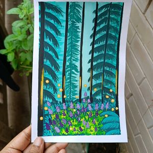 Aesthetic Forest Painting On A5 Sheet